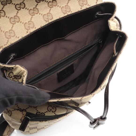 Gucci GG Canvas Backpack, and Leather, Women's, Beige Brown, 003 0242 - Picture 3 of 10